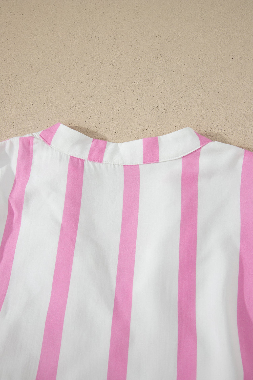 Pink Stripe Ricrac Trim Notched Neck Half Sleeve Vacation Dress