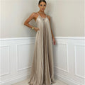 Chic Pleated Maxi Halter Dress