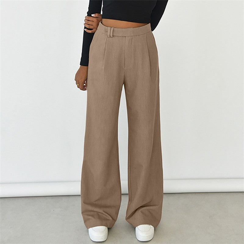 High Waisted Wide Leg trousers in Solid Color