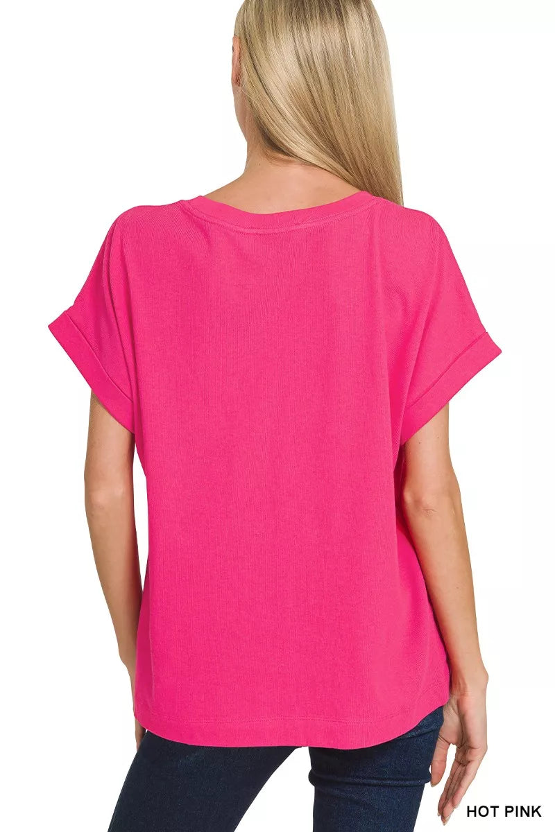 Cuffed Front Pocket Short Sleeve Tee