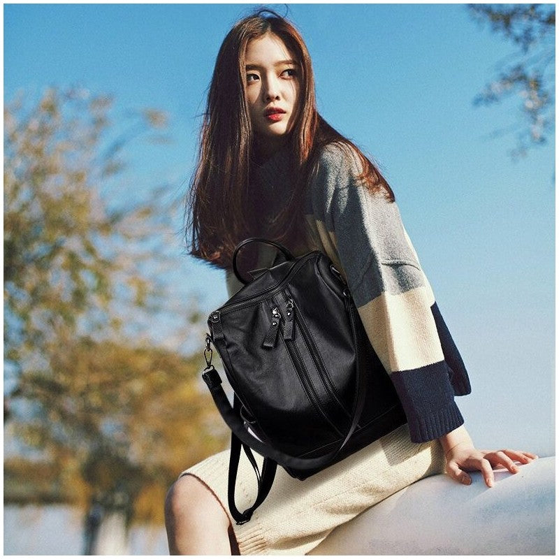Stylish Oversized PU Leather Women's Backpack