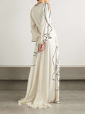 Flowy Floral Print Ruffle Maxi Dress with Hollow Out Design and Zipper