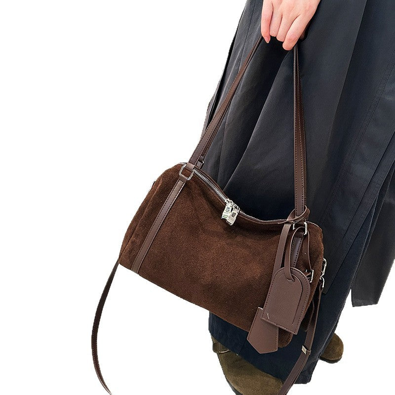 Matte Genuine Leather Retro Crossbody Bag | European & American Style | Women's Shoulder Bag