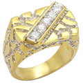 Gold+Rhodium Brass Ring with AAA Grade CZ in Clear Size 12