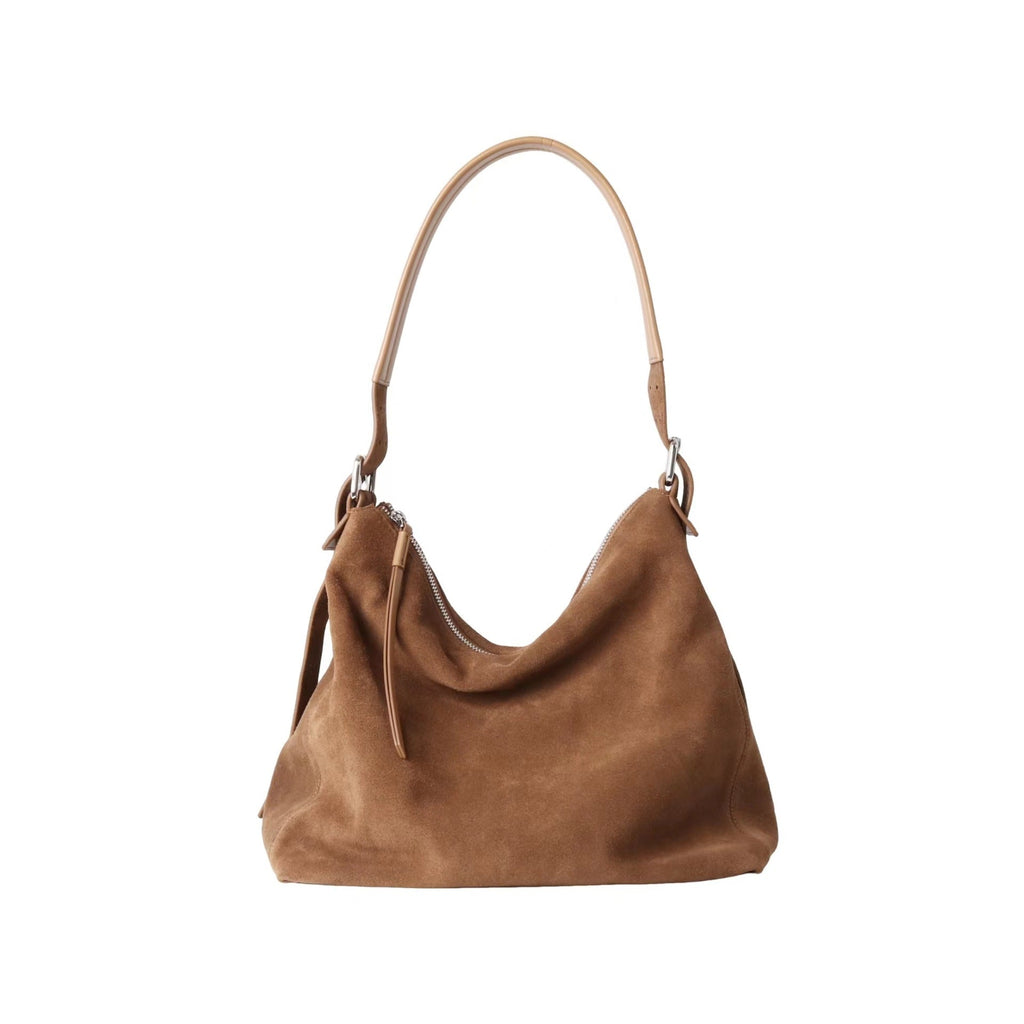 Women's Genuine Leather Bucket Crossbody Shoulder Bag – Retro Suede Soft Structured Handbag