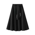 High-Waisted A-Line Skirt with Waist Tie in Solid Color