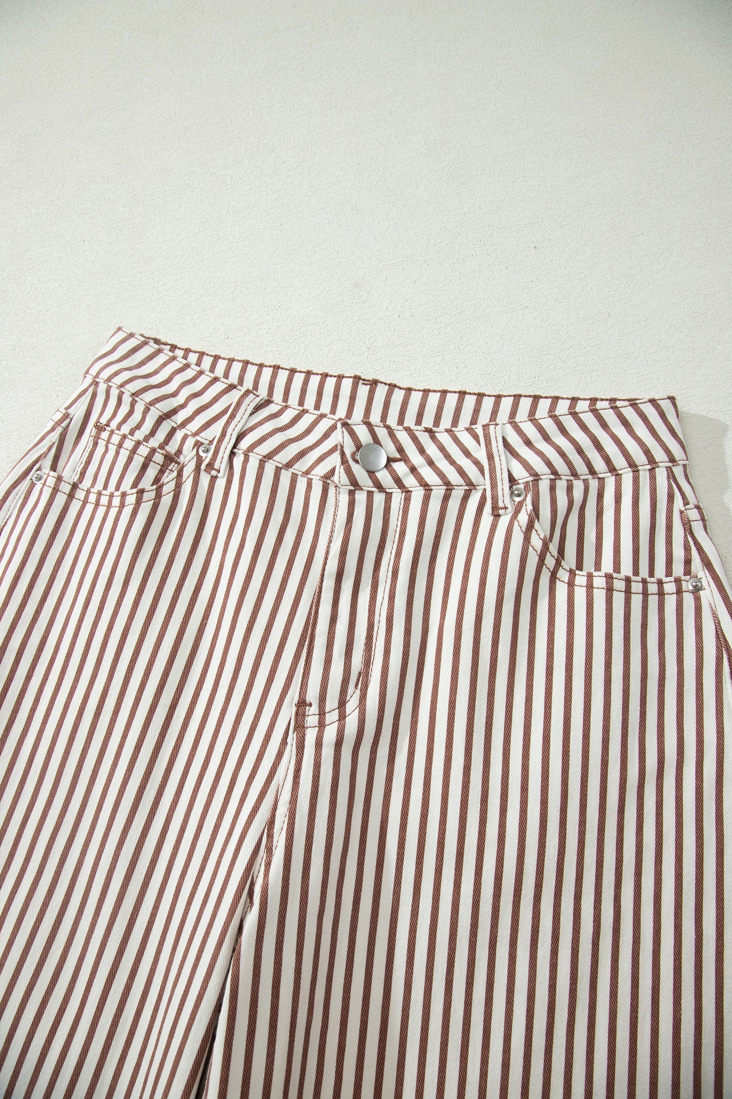 Brown Stripe Casual Barrel Jeans