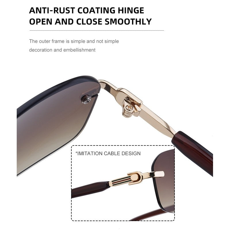 Frameless Square UV400 Sun Protection Fashion Outdoor Sunglasses
