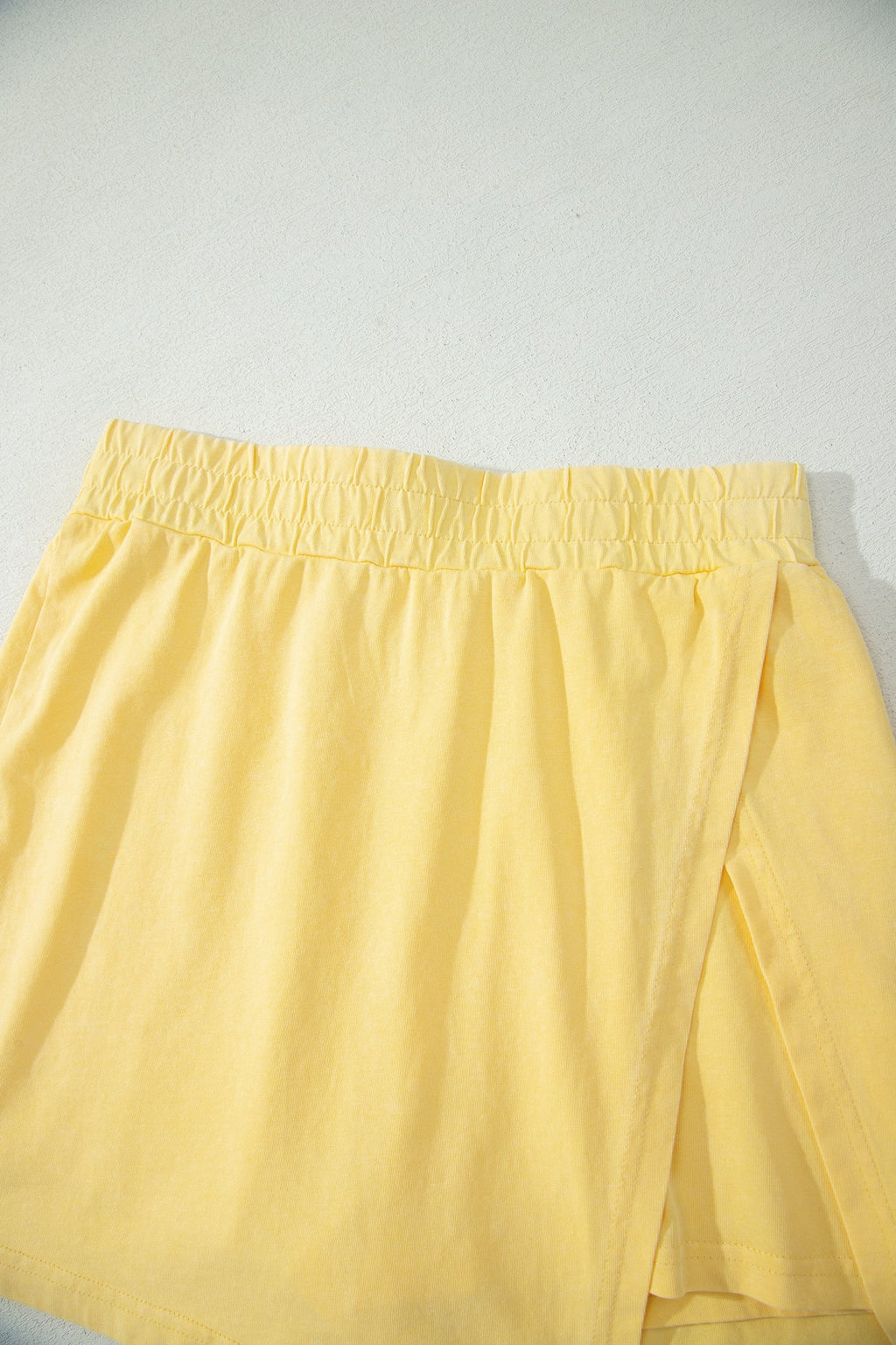 Yellow Cream 2 Pieces Mineral Wash Cotton Tank Top Lined Split Skort Set