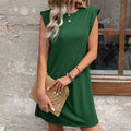 Sleeveless Loose Fit Solid Color T-Shirt Dress