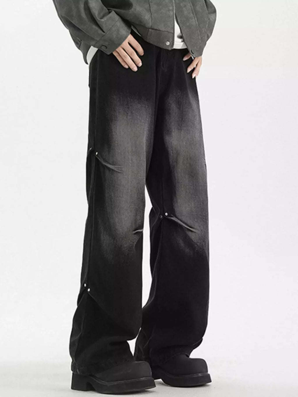 Men's Full Size Wash Wide Leg Jeans Plus Size