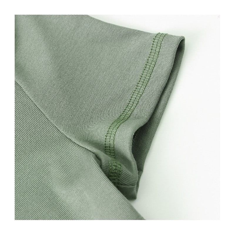 V-Neck T-Shirt with Unique Outer Seam Stitching