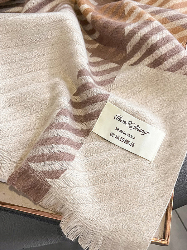 Urban Imitated Cashmere Stripped Warm Shawl&Scarf
