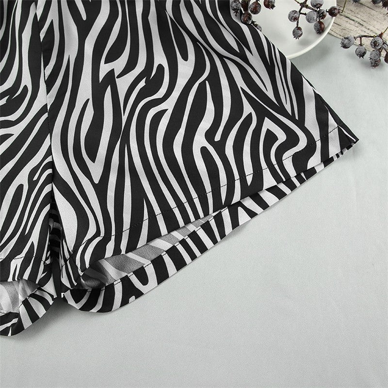 Striped Print Cardigan and Shirt Pajama Set for Women