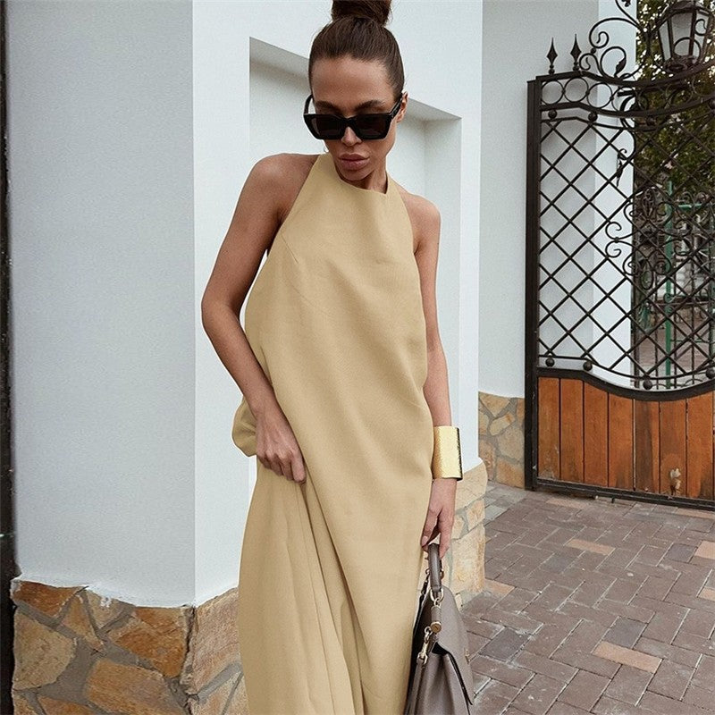 Breathable Solid Color Thin Strap Nightgown
