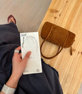 Suede & Sheepskin Mini Square Bag | Soft Structured Handbag