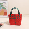 Colorful Cartoon Square Handwoven Basket Bag