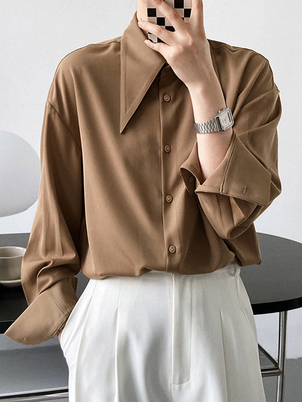 Stylish 3 Colors Solid Color Long Sleeves Blouse