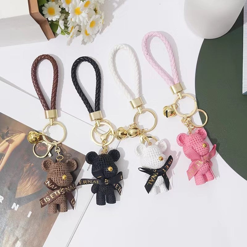 Knitted Bear Keychain Bag Charm - Adorable and Stylish