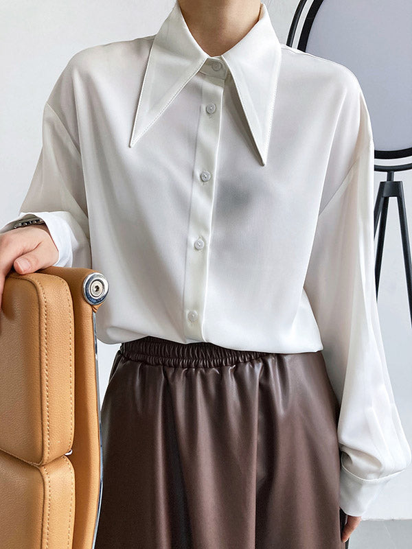 Stylish 3 Colors Solid Color Long Sleeves Blouse