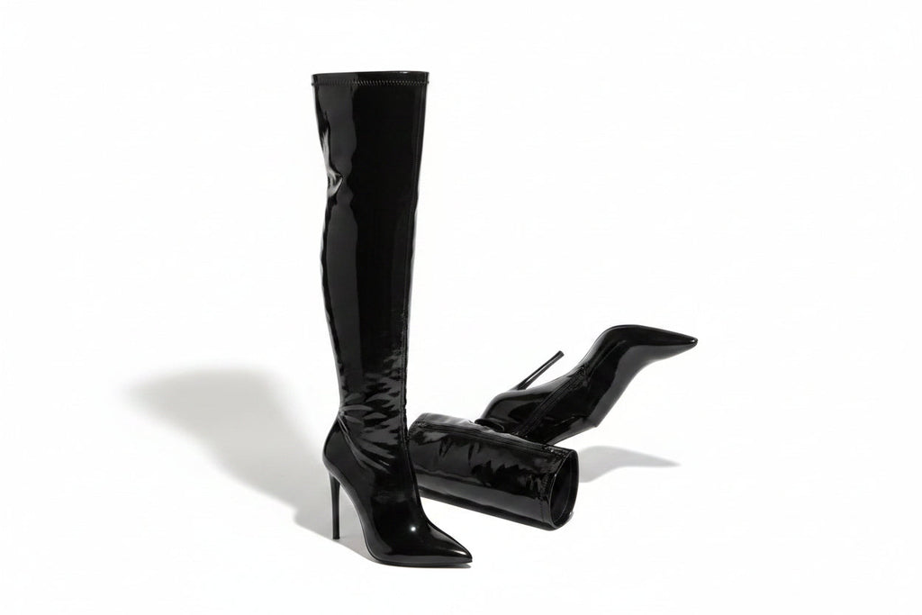 Women's Pointed-Toe Over-the-Knee Stiletto Boots | Back-Zip Plus-Size High Heels