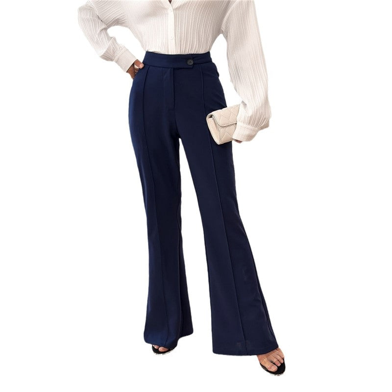 Elegant Solid Color Bell Bottom Trousers