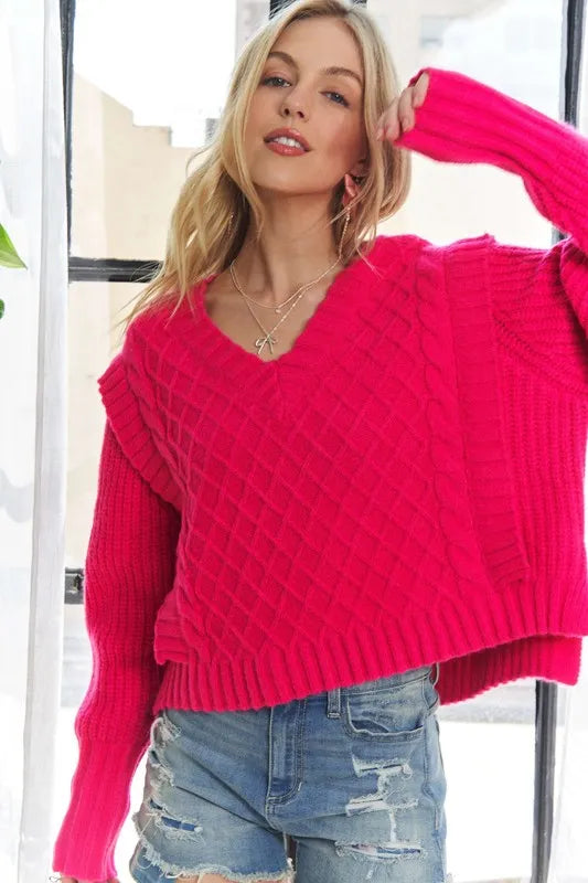 Ruffle Detail Adorable Sweater