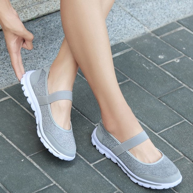 Women's Mesh Lace-Up Nursing Flats – Breathable Round Toe Comfort Shoes