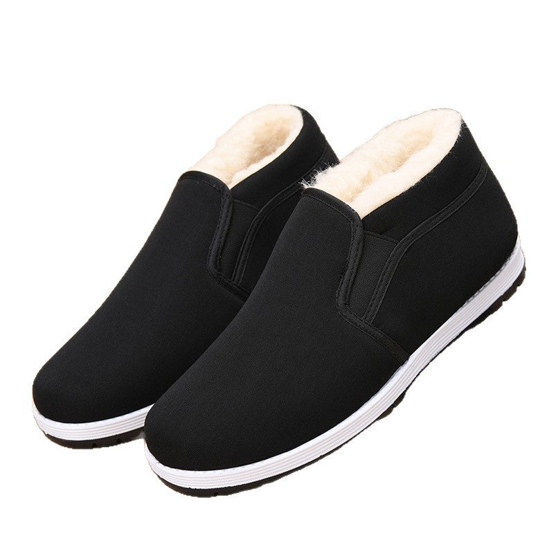 Men's High-Top Wool-Lined Canvas Shoes - Thickened Insole Winter Sneakers