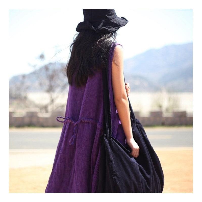 Relaxed Fit Double-Layered Solid Color Dress