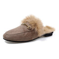 Women's Velvet Flat Slippers | Faux Fur Suede Round Toe Indoor Outdoor Slides