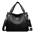 Women's High-Capacity PU Leather Tote Shoulder Bag | Elegant Niche Design | Black, Khaki, Brown