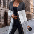 Knitted Cardigan With Color Blocking And Twisted Pattern