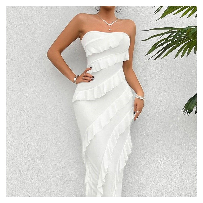 Solid Color Bodycon Bandeau Dress - Chic and Stylish Fashion Choice