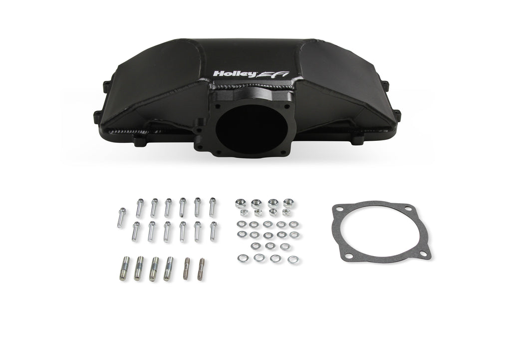 HI-RAM 95MM Fabricated Side Mount Plenum Top - Black Finish- 86-95 Ford 5.0 Style