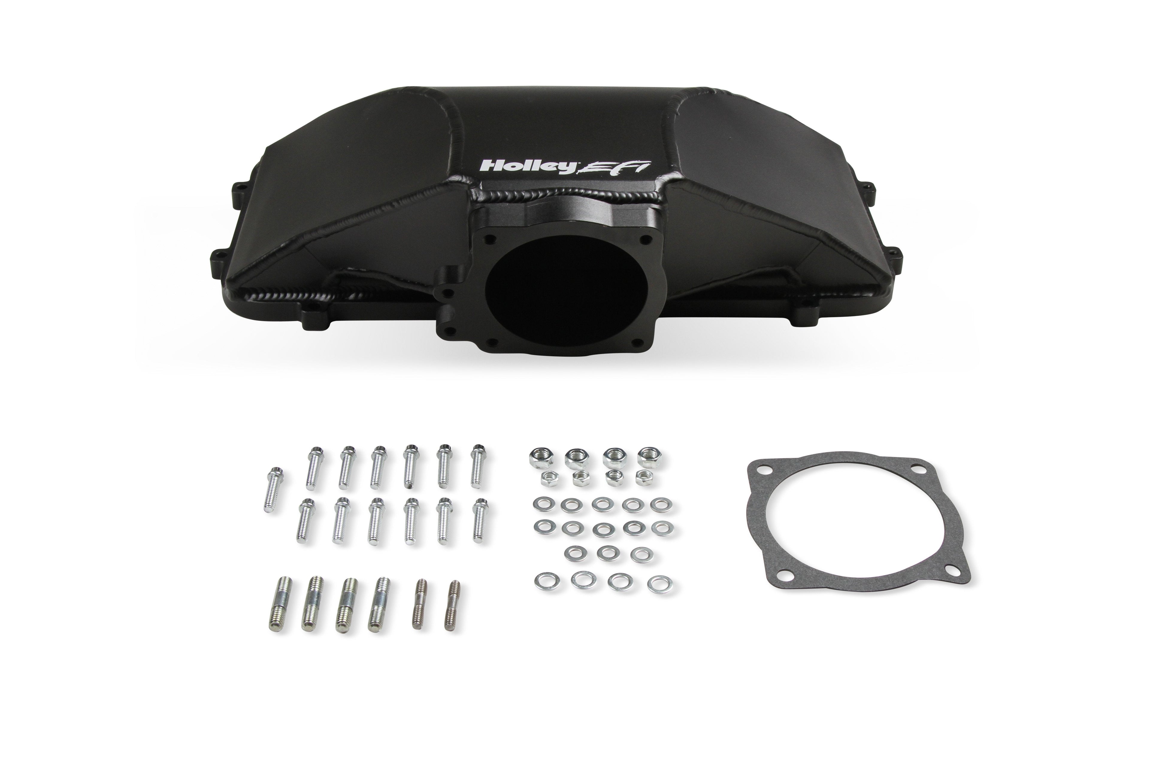 HI-RAM 95MM Fabricated Side Mount Plenum Top - Black Finish- 86-95 Ford 5.0 Style