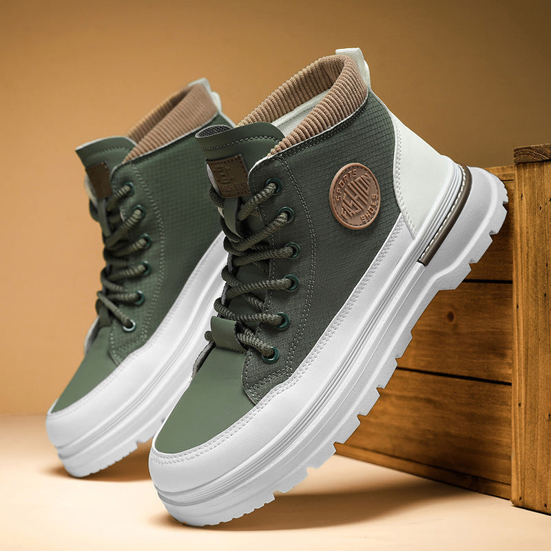 Men's Lightweight Breathable Canvas Sneakers - Casual Lace-Up Athletic Shoes