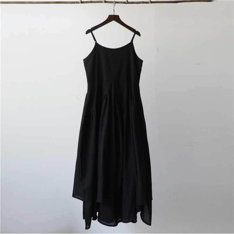 Bohemian Chic Asymmetrical Solid Color Sling Dress