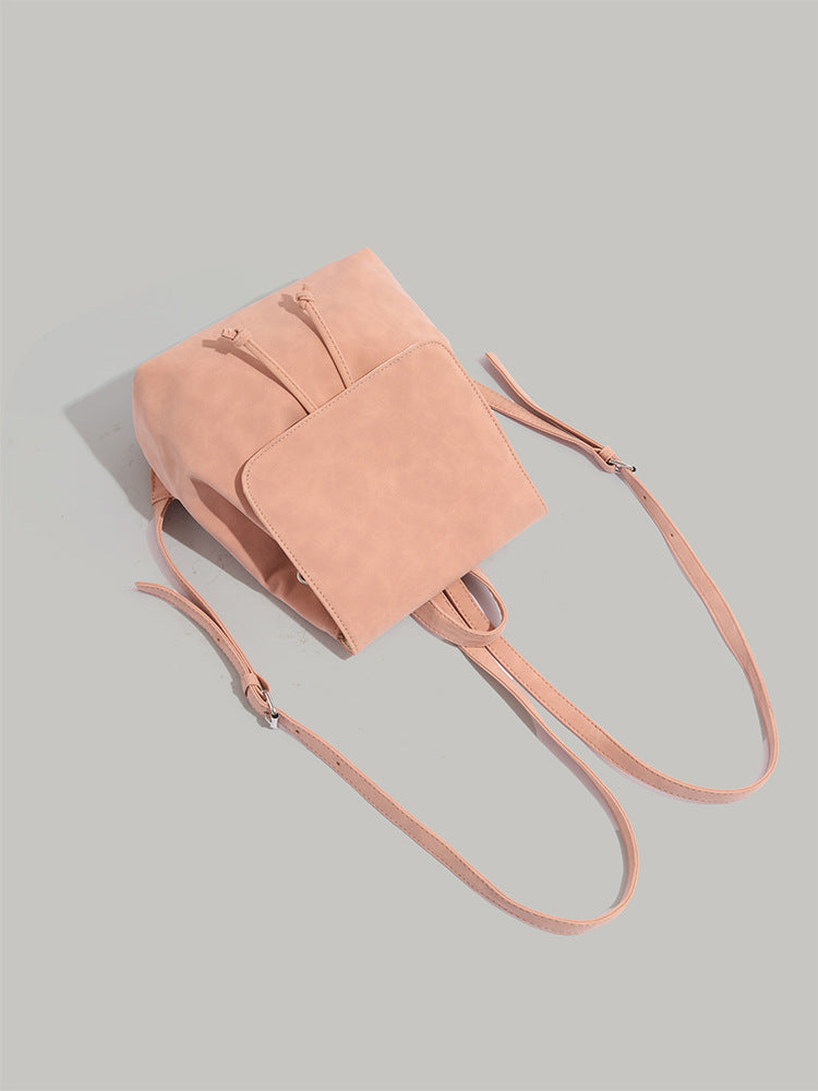 Retro Soft-Leather Tote Bag Minimalist Style | Brown & Pink