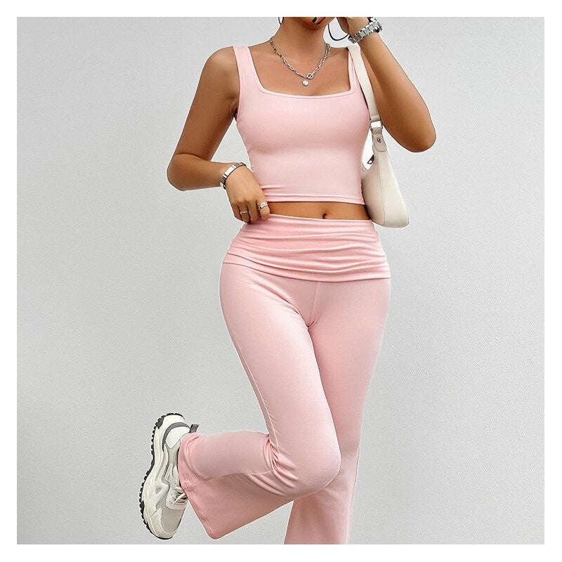 Sleek Sleeveless Crop Top and Leggings Matching Set