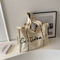 Chic Canvas Tote Bag Featuring Bold Letter Print