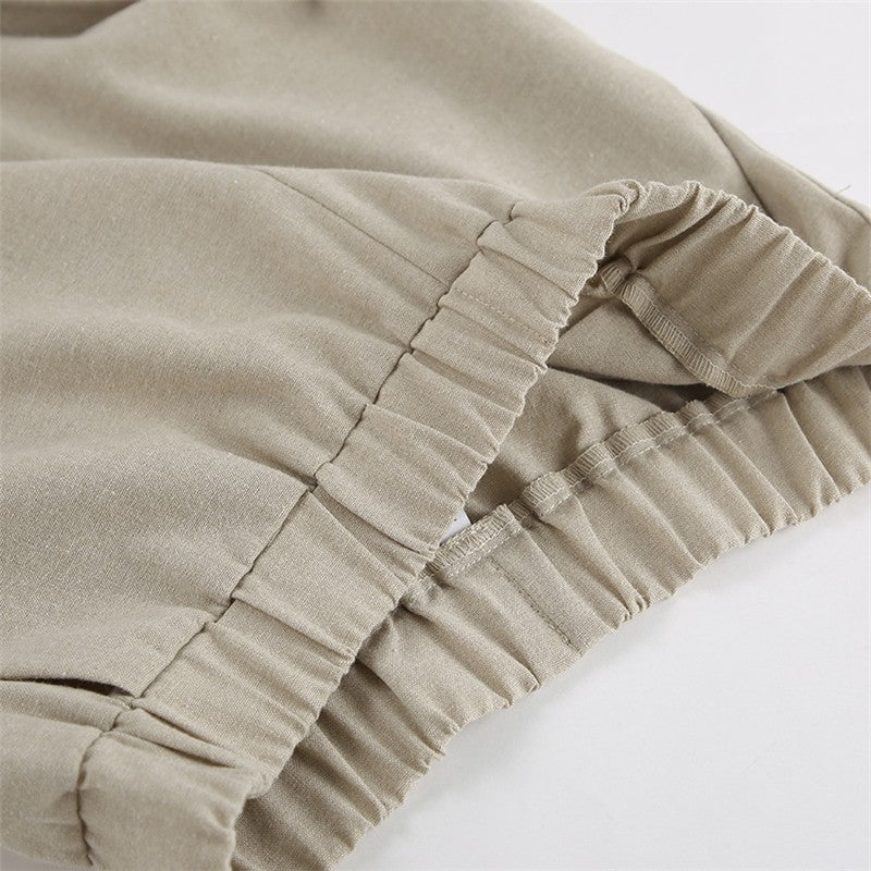 Sleeveless Top and Pants Pajama Set in Solid Color
