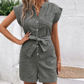 Casual Striped Short Sleeve Jumpsuit
