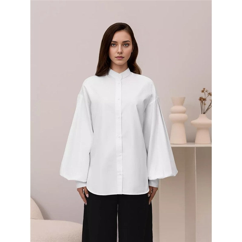 Casual and Stylish Loose Lantern Sleeve Shirt with Unique Design