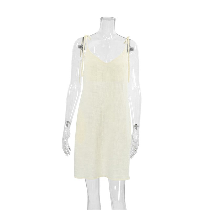 Stylish Solid Color Backless Camisole Nightgown