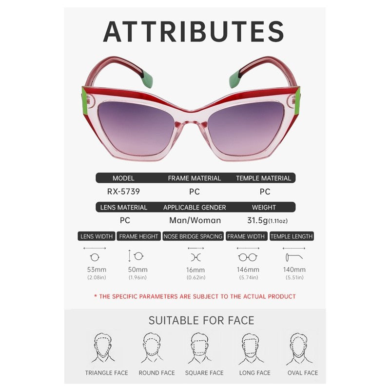 Fashion Eye Cat Full Frame Outdoor UV400 Sun Protection Eyewear Sunglasses