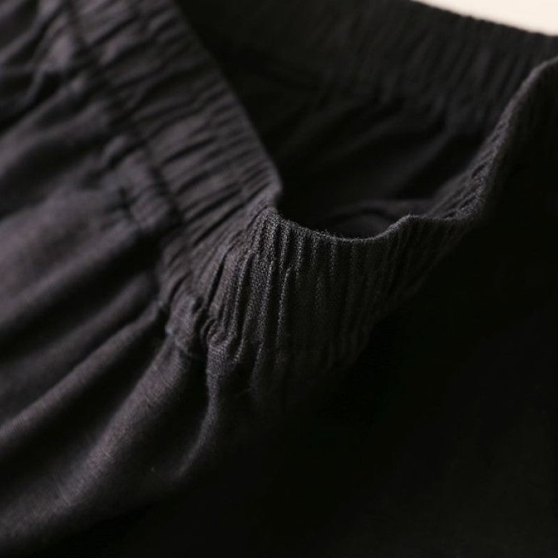 Cotton & Linen Wide-Leg, High-Waisted Straight-Leg & Cropped Casual Pants
