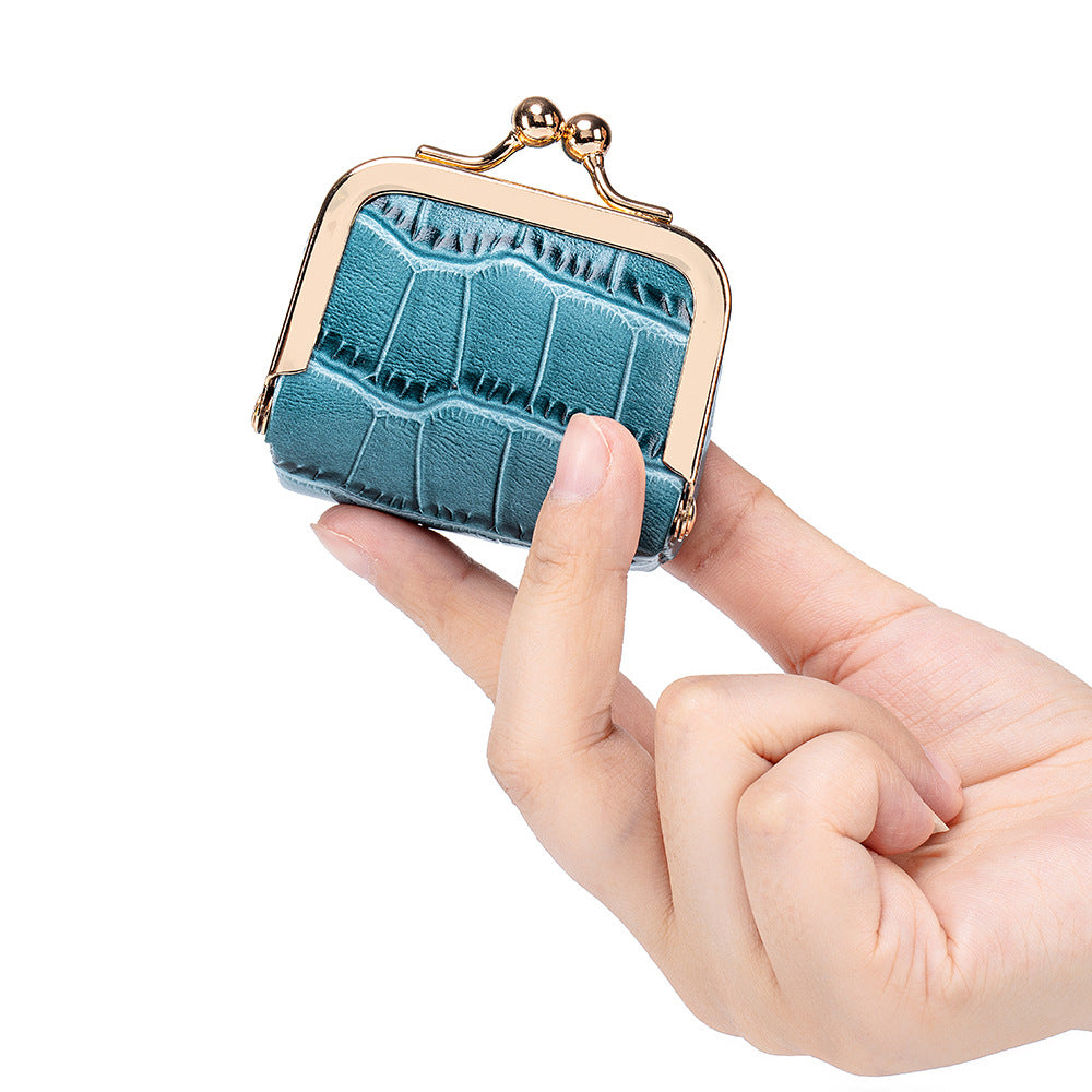 Japanese Leather Coin Wallet with Crocodile Pattern - Genuine Cowhide Wallet for Women