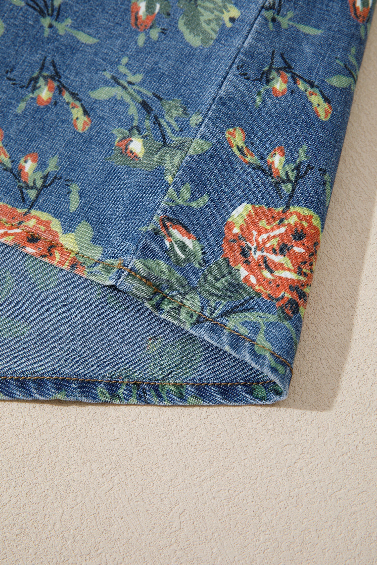 Ashleigh Blue Ruffled Short Sleeve Floral Denim Top