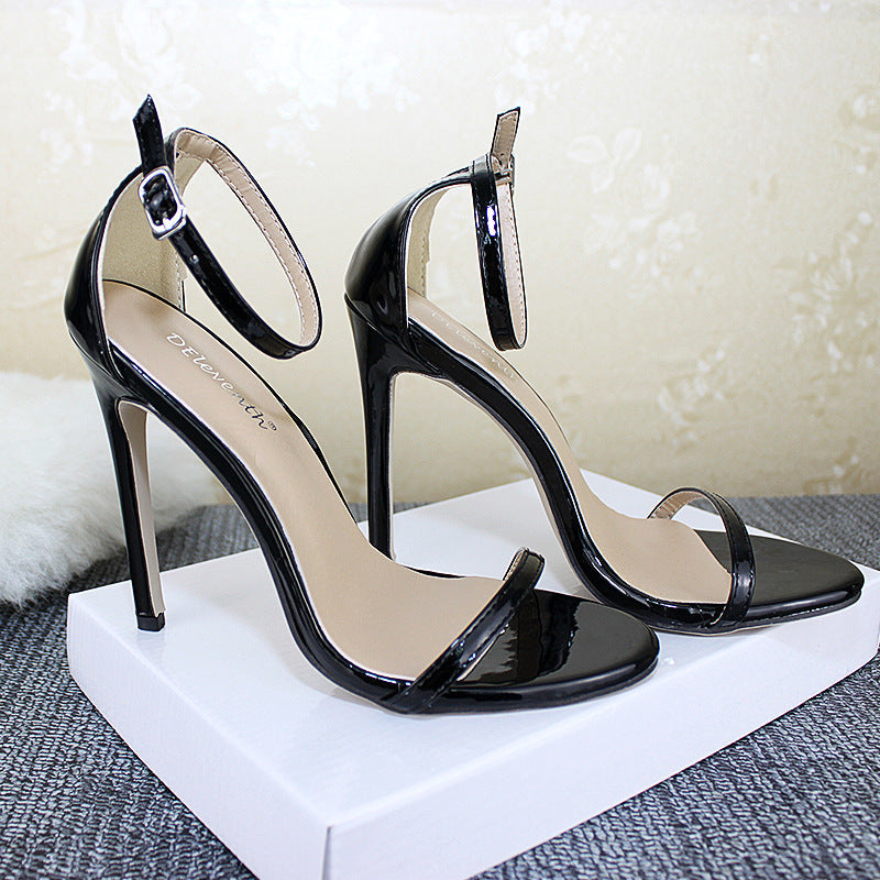 Women's Fish Mouth Stiletto Sandals | Buckle High Heel Open-Toe Heels